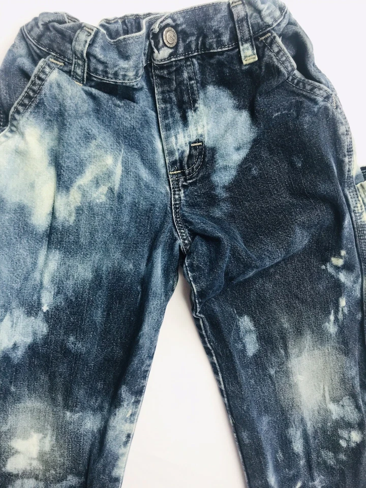 Vintage Boys Jeans Custom 7 R Waist Button Tie Dyed Distressed Destroyed Blue - Image 3 of 4