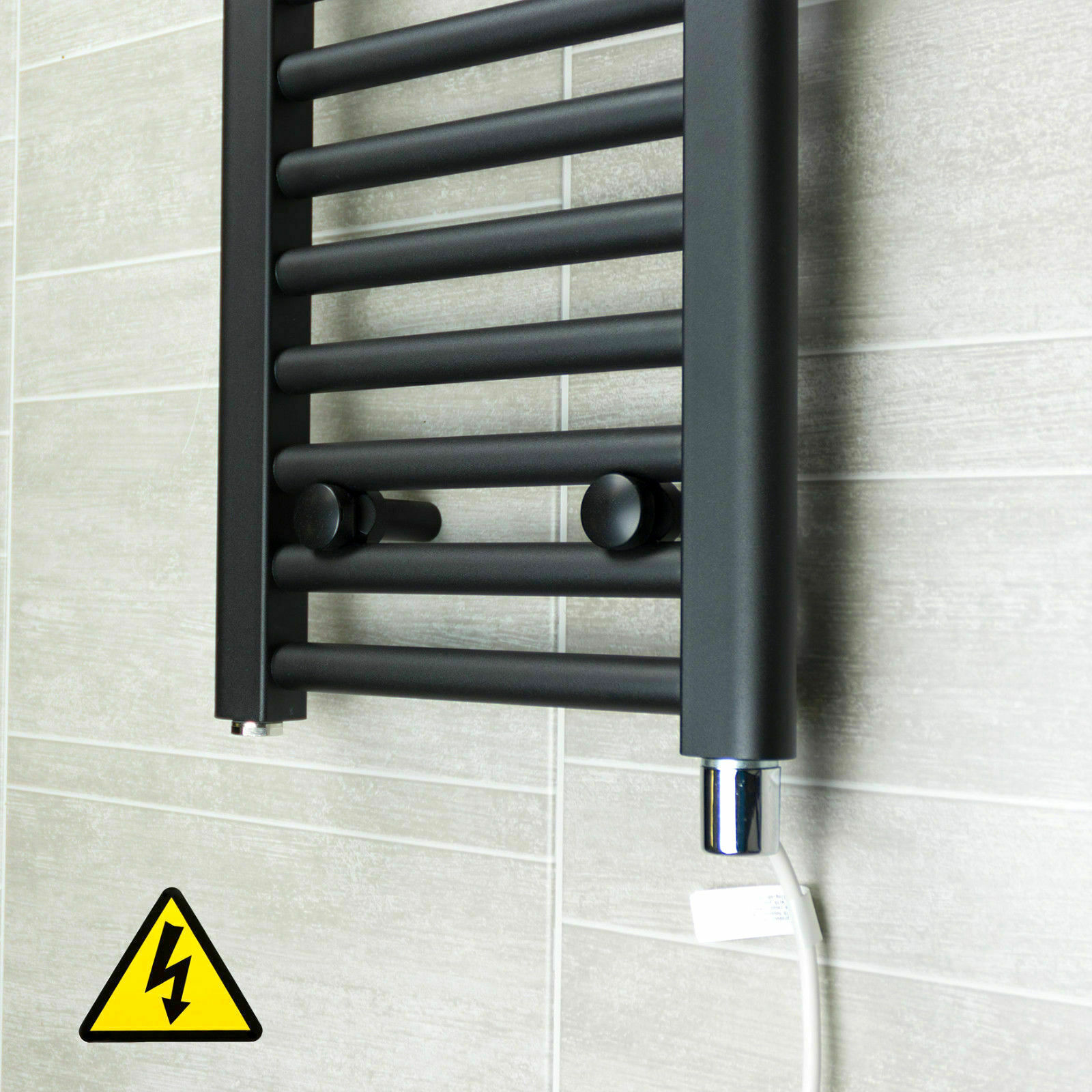 450 mm Heated Towel Rail Radiator Wide Electric Grey Anthracite New