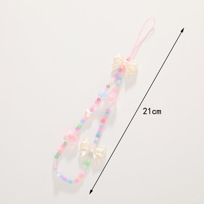 Handy-Charm Mit Perlen – Bunt, Mit Schlaufenfunktion, Handschlaufe & Ständer, Für Damen & Mädchen