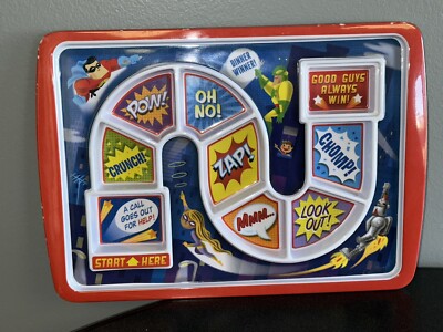 SET OF 2-SUPER HERO-Fred & Friends Dinner Winner Kids Game Childs Melamine Plate