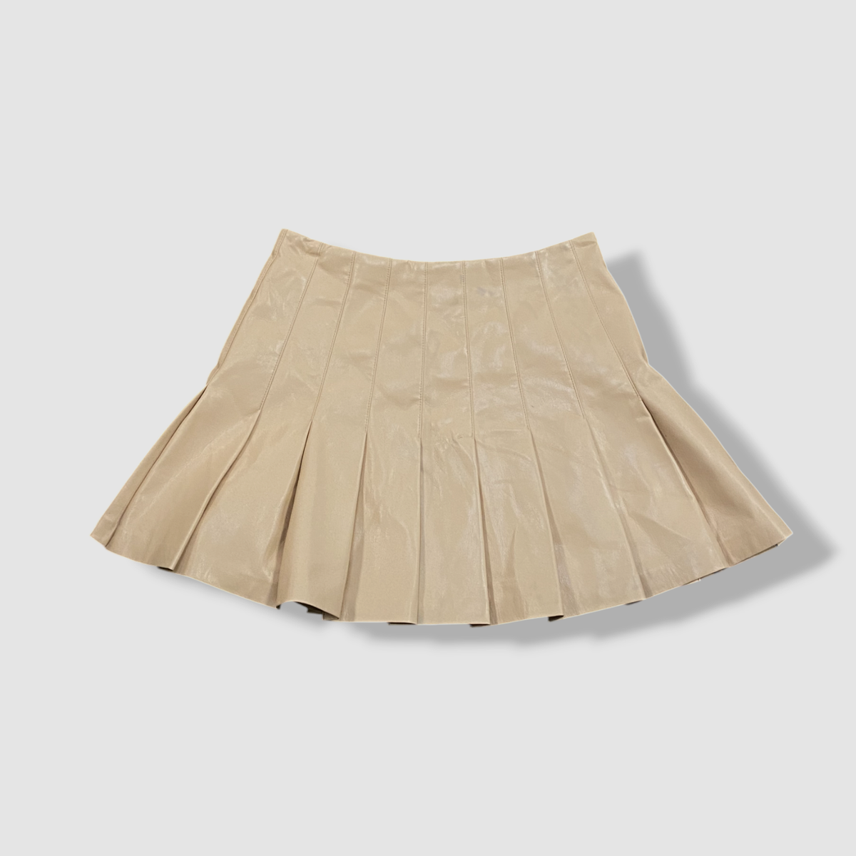 Alice + Olivia Women's Beige Carter Pleated Vegan Leather Mini
