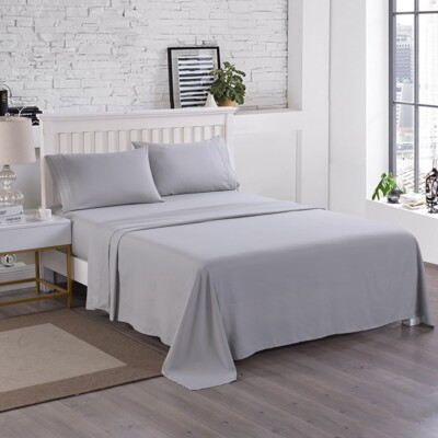 1200TC LUXURY ULTRA SOFT EGYPTIANCOTTON 4PC SHEETSET Cal-king SILVER GREY SOLID