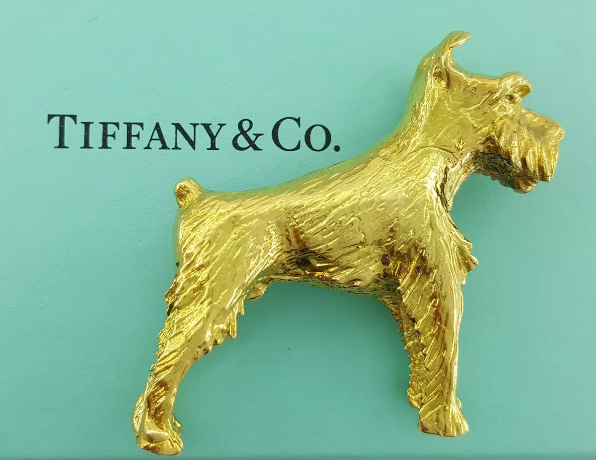 Vintage Tiffany & Co. 18K Yellow Gold Terrier Dog Brooch / Pin