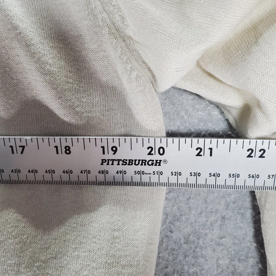 Nordstrom Collection 女式毛衣中号奶油色开衫丝绸羊绒混纺 — 第 4/4 张图片