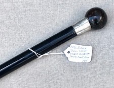 Vintage Antique 1892 England Sterling Silver Swagger Knob Walking Stick Cane Old