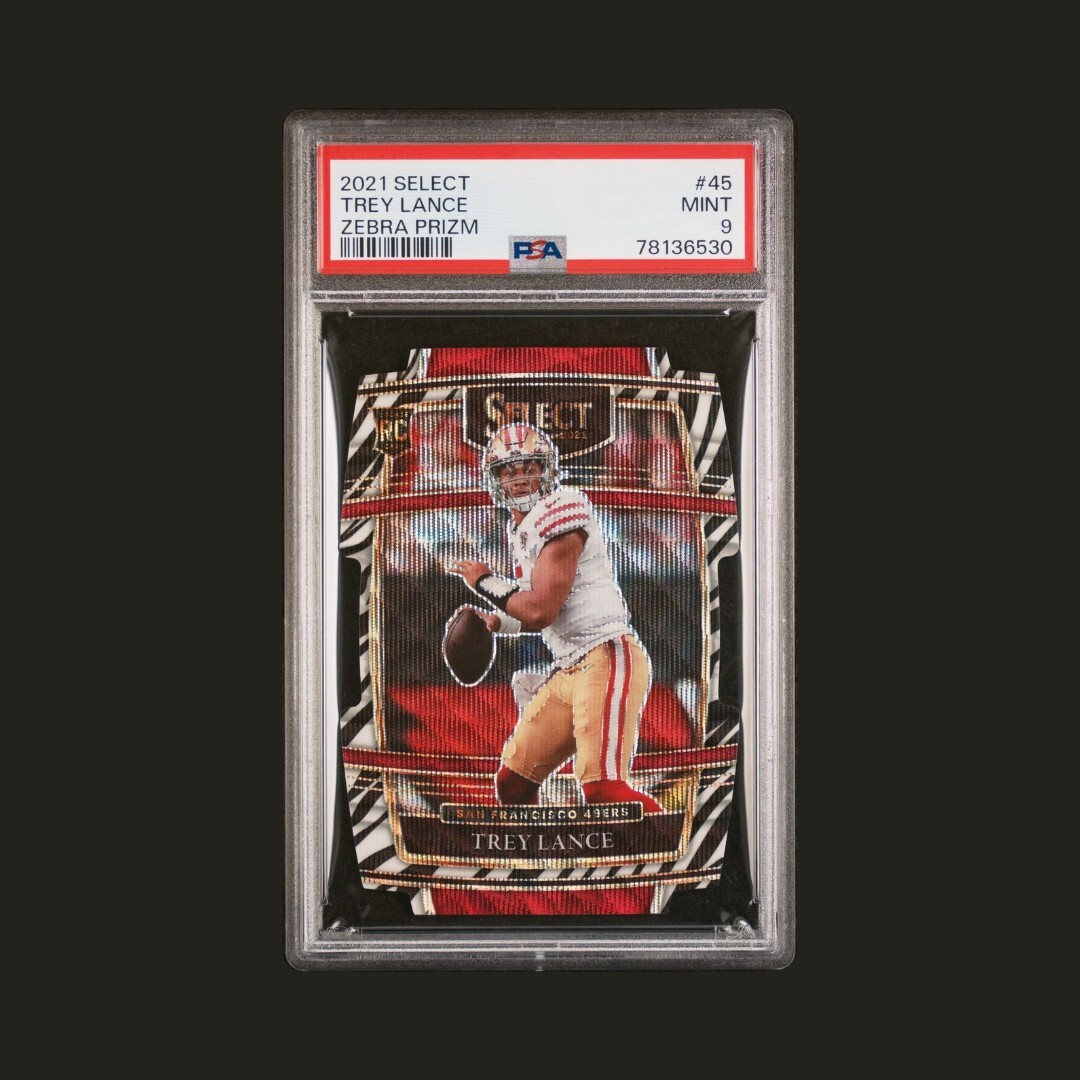 2021 Panini Select Zebra Prizm Die-Cut #45 Trey Lance RC Rookie PSA 9 MINT