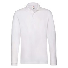 Image of Fruit of the Loom Premium Long Sleeve Polo Shirt - 100% Cotton S-3XL - 8 Colours