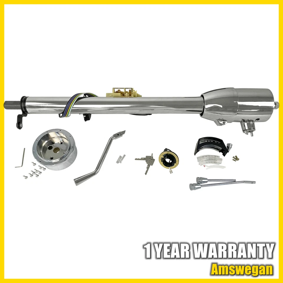 Columna de dirección inclinable de cambio automático de columna de 30" con adaptador de rueda cromado y llave Foto 3 de 4