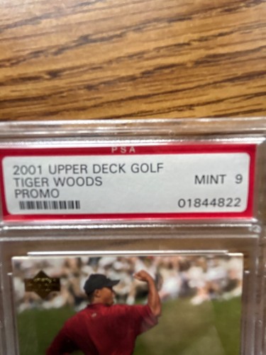 2001 Upper Deck Tiger Woods Promo Rookie RC PSA 9 MINT - Picture 3 of 3