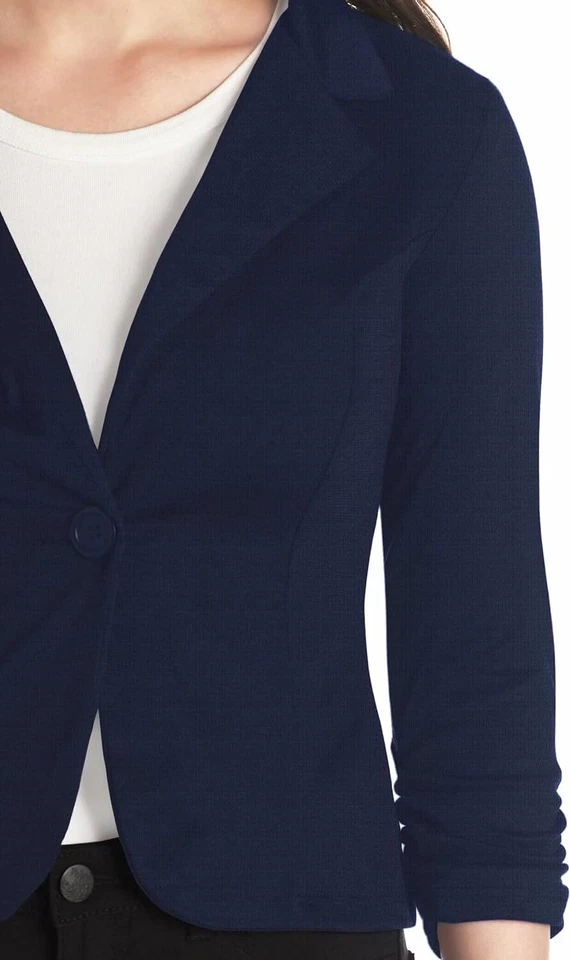 Blazer Hybrid & Company Para Mujer Informal Trabajo Oficina Ligero 1X, Azul Marino Foto 4 de 4