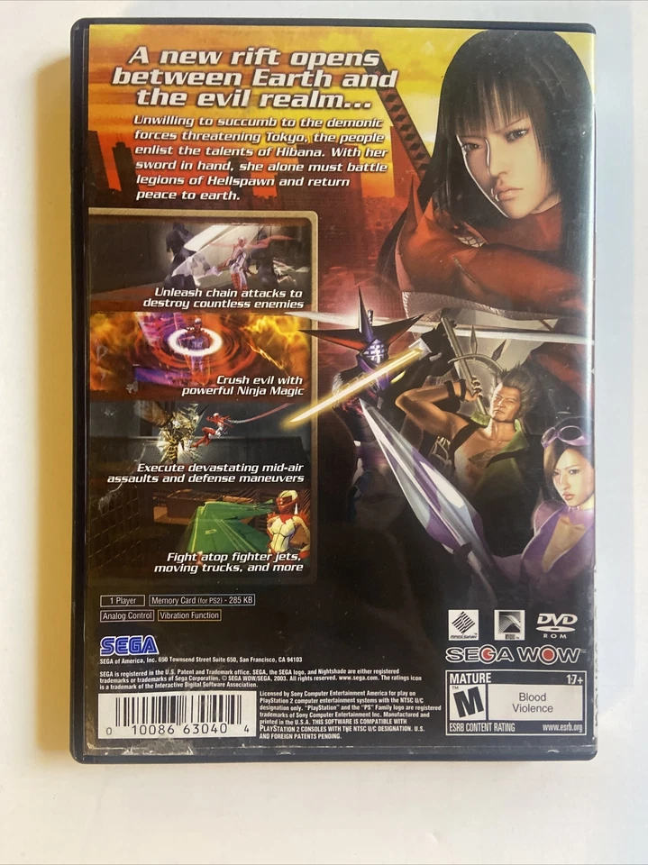 Nightshade Sony PlayStation 2 2003 NO MANUAL - Image 2 of 3