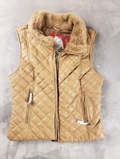 NWT Guess Faux Leather Fur Wet Sand Quilted Vest Size L