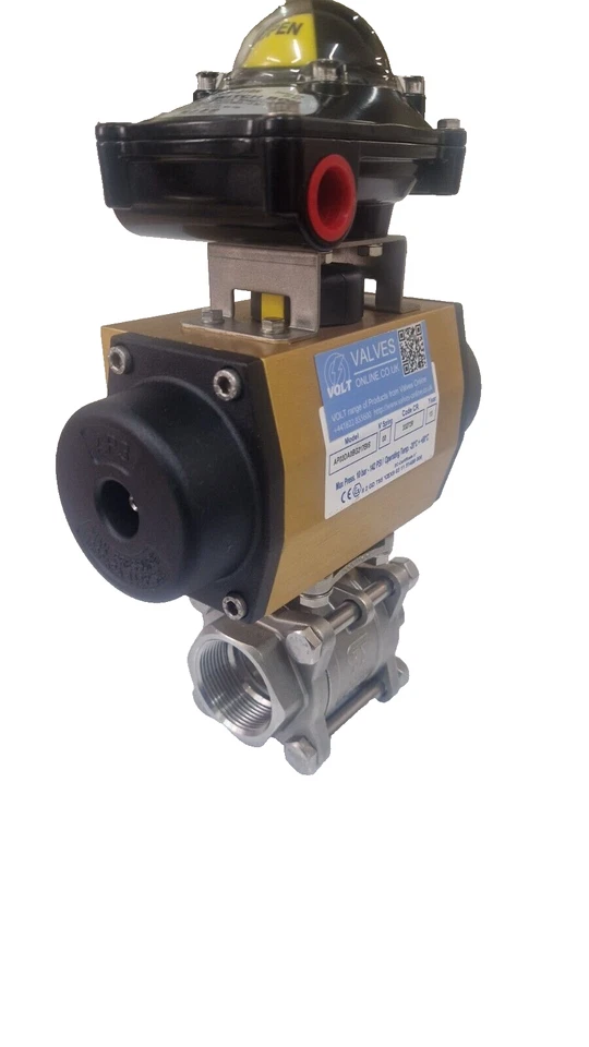 1.1/2 BSP STAINLESS STEEL,PNEUMATIC ACTUATED DOUBLE ACTING BALL VALVE & POSITION Foto 2 de 4
