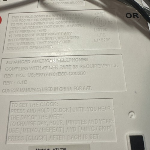 AT&T 1739 Digital Answering Machine System Untested - Photo 6/6