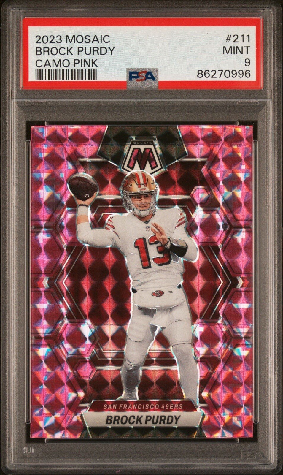 2023 Brock Purdy Mosaic Camo Pink #211 PSA 9