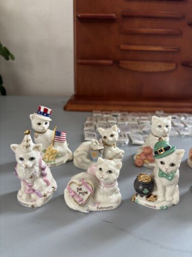 2003 Lenox Perpetual Calendar Playful Kittens Cats Complete Boxed Collectible - Picture 6 of 12