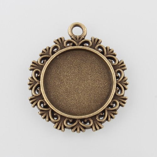 Antik Bronze Flach Rund Tablett Anhänger Cabochon Rohling Einfassung Nickelfrei - Bild 12 von 108