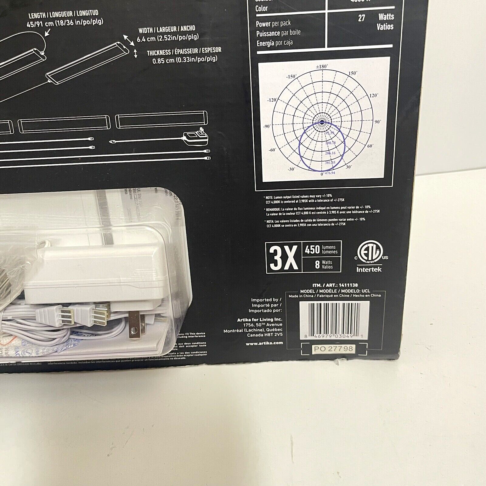 Artika Stream LED Under 3 Light Set in Original packaging