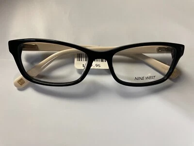 Nine West Eyeglasses Frames NW5134 001 Black Ivory Cat Eye Full Rim 52-16-135
