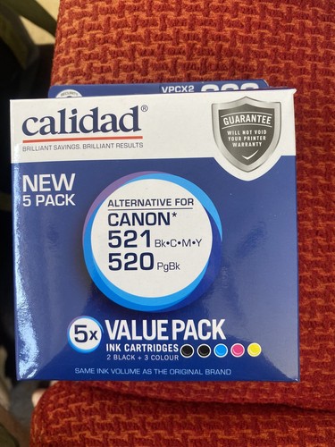 Calidad Printer Ink Cartridges Alternative for Canon 521 + 520 5X Value pack (5)