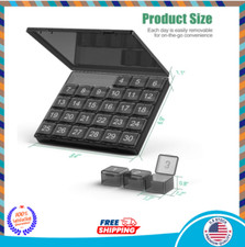 Monthly Pill Organizer Once a Day - 30 Day Pill Organizer Box - Squeeze to Op...