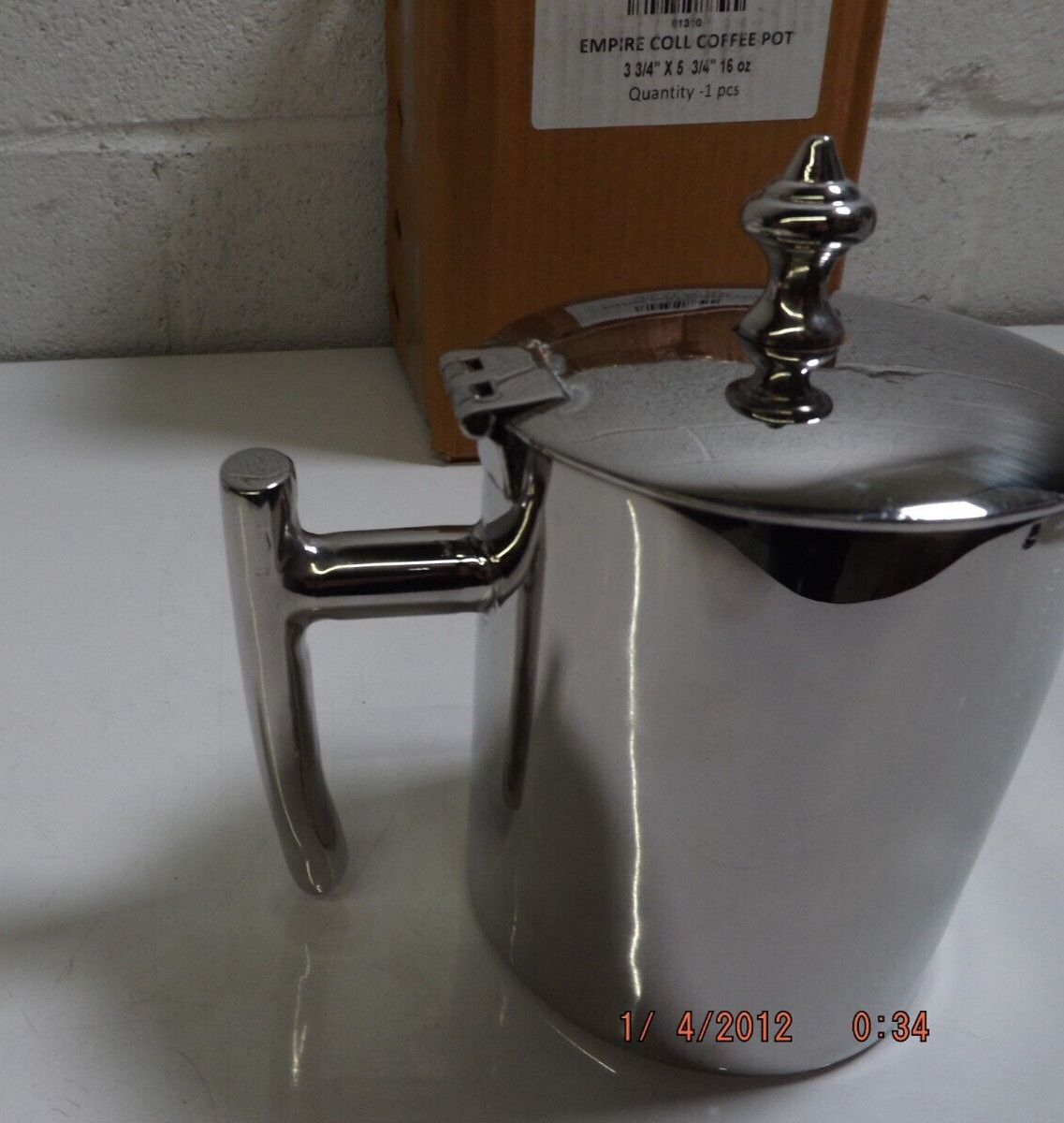 (2) Bon Chef 61310 Stainless Steel 3 3/4" x 5  3/4" 16oz Empire Coll Coffee Pot