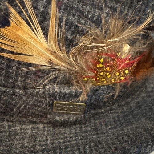 Dobbs Fifth Avenue New York Mens Wool Tweed Fedora Hat Grey Plaid Feather 7 - Picture 3 of 8