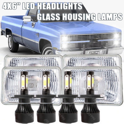 4PCS 4x6 LED Headlights Hi-Lo Beam For Cadillac Eldorado 1975-1985 Ford Mustang