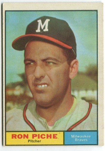 1961 Topps #61 Ron Piche Milwaukee Braves - Carta Esordiente - Foto 1 di 2