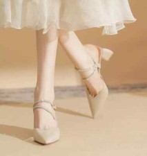 Decolte Scarpe Donna 6.5 cm Eleganti Beige Cinturino Pelle Sintetica 66821