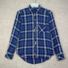 Rails Women’s Hunter Midnight White Metallic Plaid Button Up Shirt Size XS