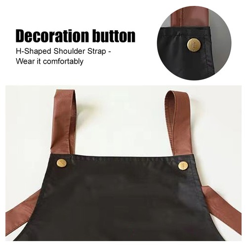 Kitchen Apron Men Women Waterproof Front Pocket Adjjustable Chef Apron Oil-proof - Picture 18 of 25