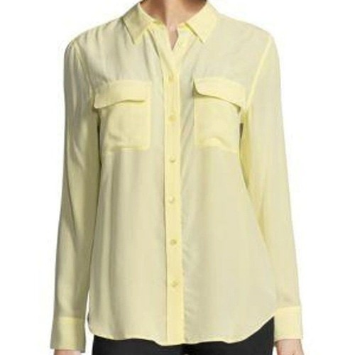 New York & Co. Women's Butter Yellow Button Up Blouse Sheer Spring Size XL NWT - Picture 14 of 14