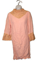 Vintage 60s Polyester/silk Handmade Long Sleeve Kimono Womens Embroidered Fancy