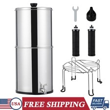 2.25 Gallon Countertop Gravity-fed Water Filter System Stainless Steel 2 Filters