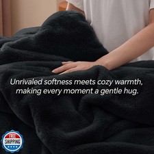 BEDELITE Faux Fur Fleece King Comforter Set - Fluffy and Warm Black Comforter...