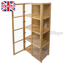 130cm Bamboo Acrylic Cabinet For Doll Toy Figurine Storage Display Unit Shelf UK