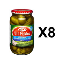 Bick's 50% Less Salt Garlic Whole Dill Pickles 1L Bulk Gourmet Crunchy (8 Packs)