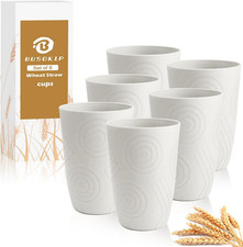 Wheat Straw Cups 16 OZ - Unbreakable Drinking Cup Set of 6 Plastic Cups Reusable