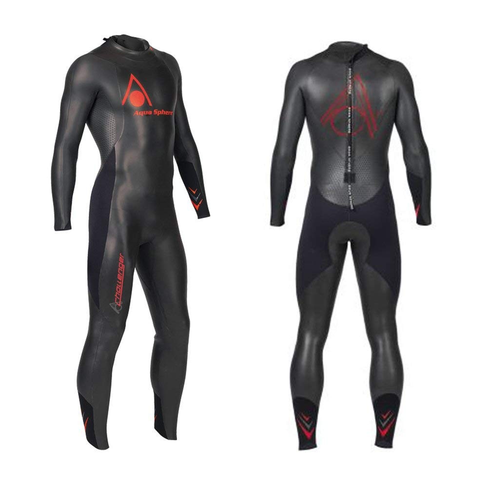 Aqua Sphere フルスーツ ブラック/レッド Aqua Sphere Men's Triathlon Full Wetsuit, Challenger Size X-Small