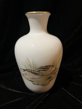 Jarrón H&CO Selb Bavaria (Heinrich Co)-“Codornices” pintado a mano, firmado Greiner difícil de encontrar