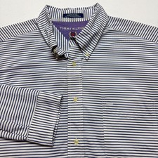 Tommy Hilfiger Shirt Mens XL Blue White Striped Button Down Long Sleeve Pocket