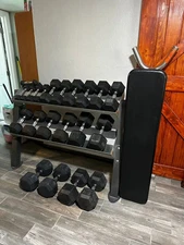 CAP RUBBER DUMBBELL SET 722 Lbs HOIST RACK, Univ Bench Belonged TO ORLANDO MAGIC