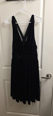 TORRID 1X Black Velour Surplice Crisscross Back Dress, Sexy, Comfy, Worn  1x