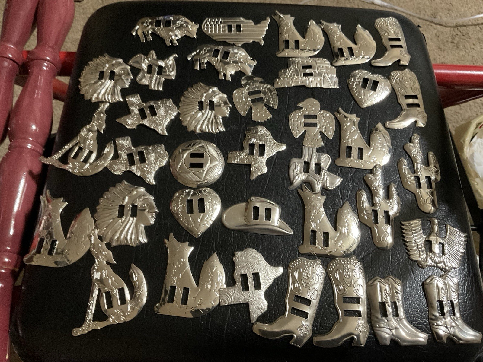 Conchos Silver Slotted for Leather Crafting Belts Scarfs Purses &36 Pieces New