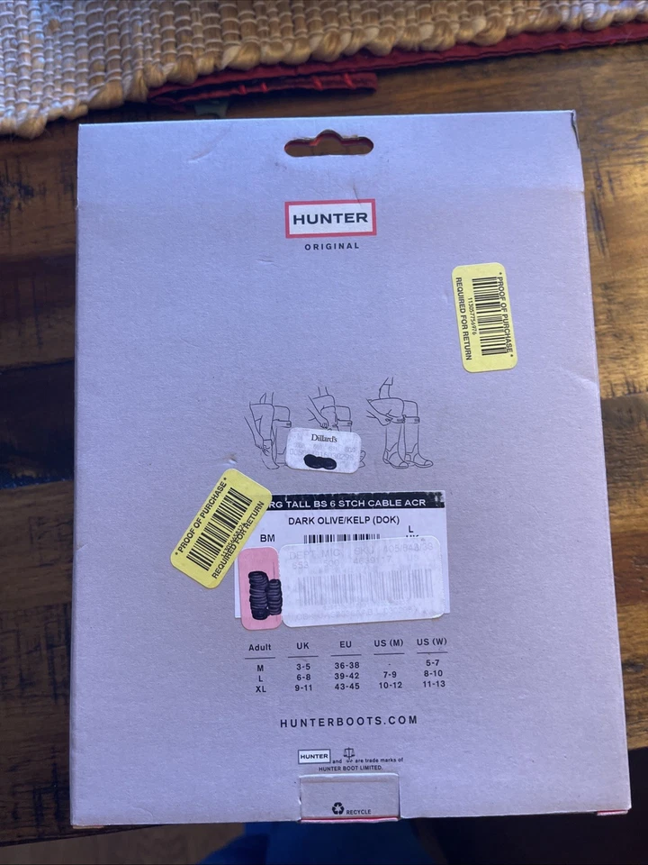 Hunter большой высокий загрузки носки новый с Ярлыками зеленый - Изображение 2 из 2