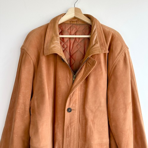 Vintage Sheepskin Suede Leather Coat XL EUR 58 Mens Spain Made Shearling Jacket - Picture 2 of 16