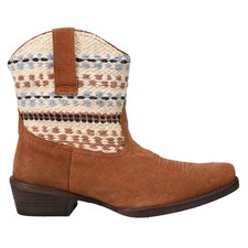 Roper Dusty Snip Toe Embroidered Cowboy Booties Womens Brown Casual Boots 09-021
