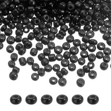 Glass Beads 3mm Hole Loose Beads for Bracelet Earring Making Black