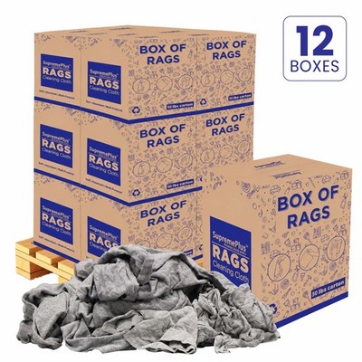 Gray Knit T-Shirt Shop Rags 600 LB Pallet 12x50 LB Boxes Bulk Industrial Wipers
